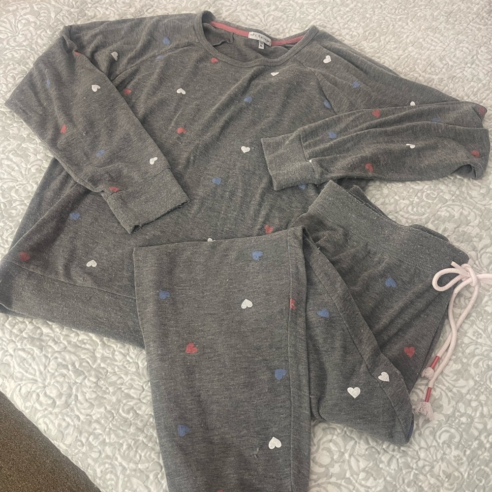 PJ Salvage Lounge Set XL Grey with Hearts